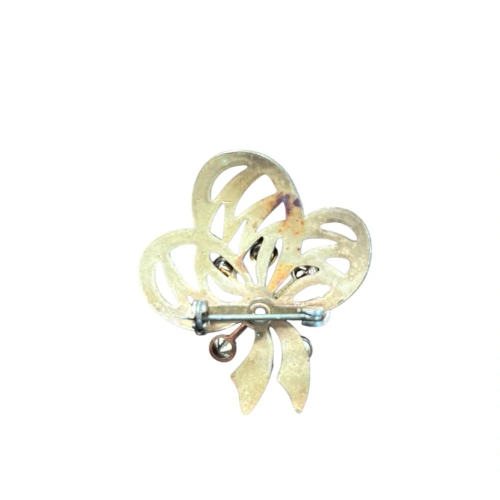 Vintage Gold and Blue Floral Brooch